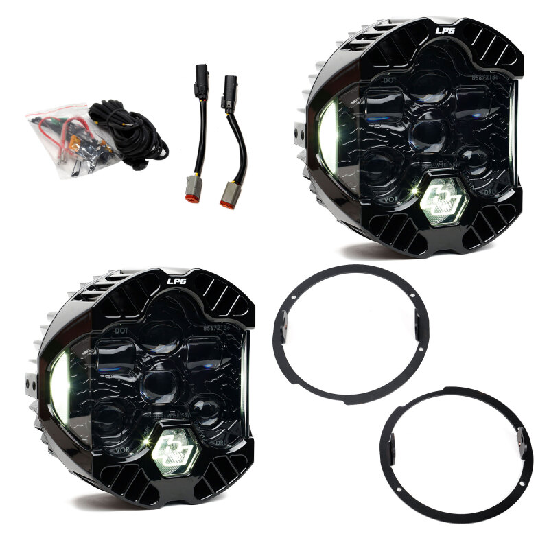 Baja Designs 07-18 Jeep Wrangler JK DOT LP6 LED Headlight Kit (For LED Headlights) - Clear/White - Image 2