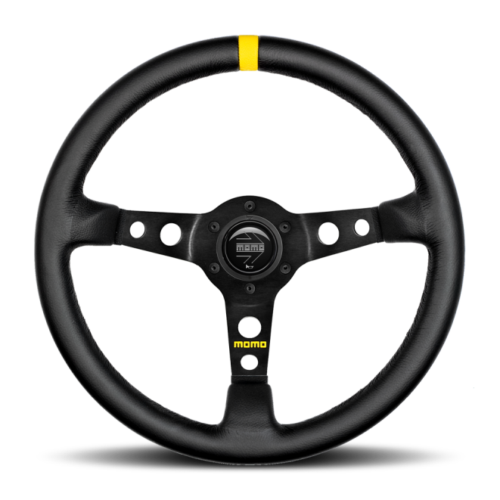 Momo R1905/35L MOD07 Steering Wheel 350 mm - Black Leather/Black Spokes/1 Stripe