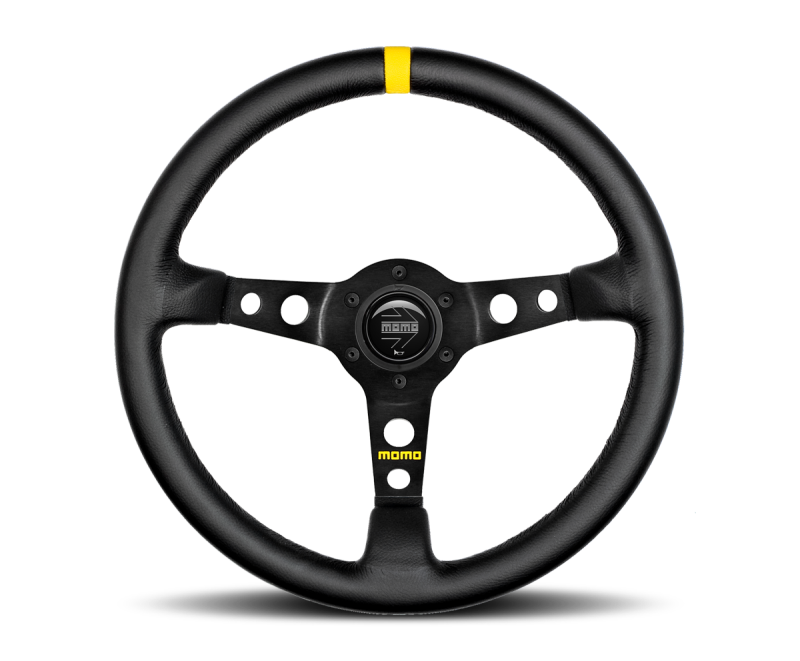 Momo R1905/35L MOD07 Steering Wheel 350 mm - Black Leather/Black Spokes/1 Stripe
