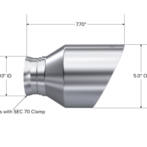 MBRP 15-23 Dodge Charger 5.7L/6.2L/6.4L T304 3in ID / 5in OD Out / 8in Length Angle Cut SS Tip - Image 2