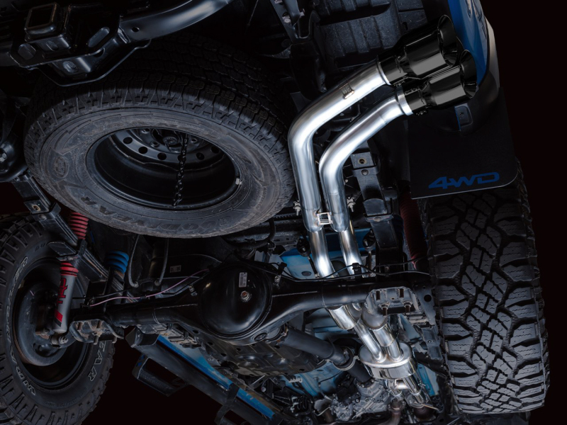 AWE Tuning Cat-Back Exhaust w/ BashGuard - Dual Diamond Black Tips for 16-22 Toyota Tacoma 0FG - Image 9
