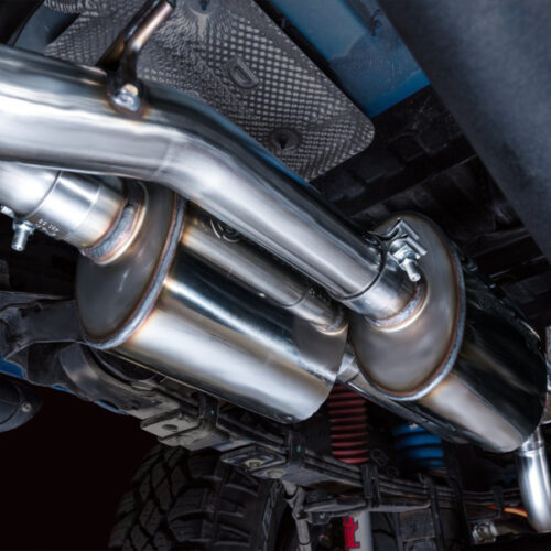 AWE Tuning Cat-Back Exhaust w/ BashGuard - Dual Chrome Silver Tips for 16-22 Toyota Tacoma 0FG - Image 6