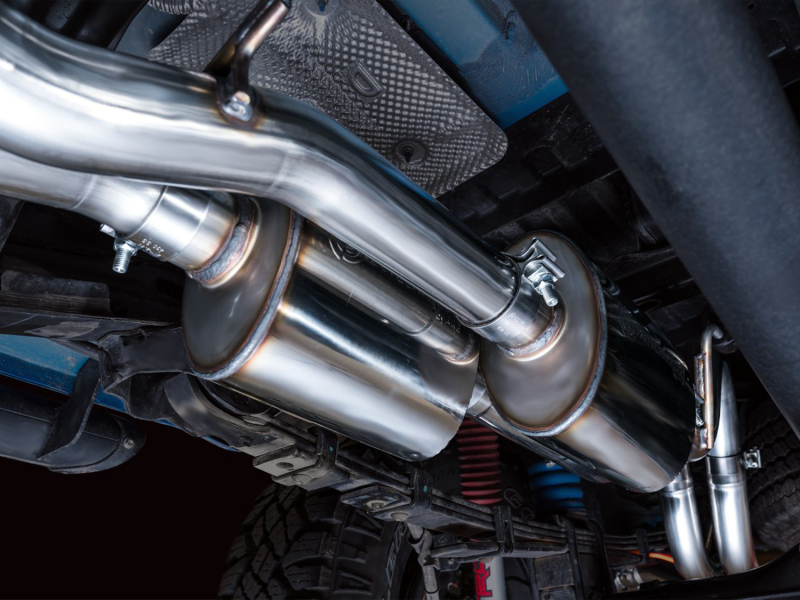 AWE Tuning Cat-Back Exhaust w/ BashGuard - Dual Chrome Silver Tips for 16-22 Toyota Tacoma 0FG - Image 6