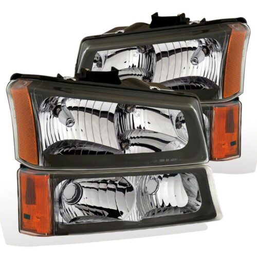 Raxiom for 2003-2006 Chevrolet Silverado 1500 Axial Series Euro Headlights- Black Housing- Clear Lens