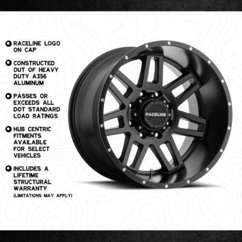 Raceline 931B Injector 16x8in / 8x165.1 BP / 0mm Offset / 125.2mm Bore - Satin Black Wheel - Image 4