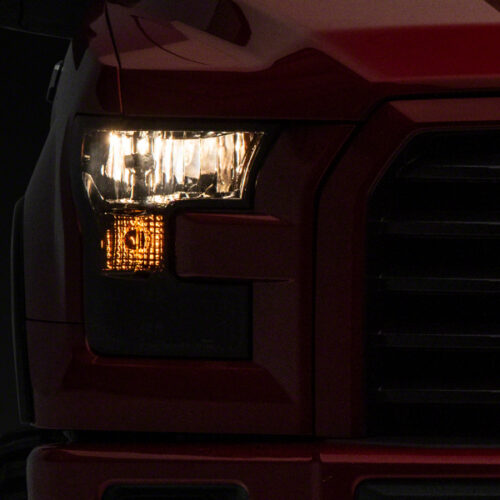 Raxiom for 2015-2017 Ford F-150 Axial OEM Style Rep Headlights- Chrome Housing- Smoked Lens