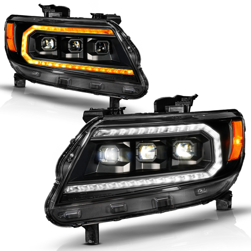 ANZO 15-22 Chevy Colorado Blk Housing Full LED DRL Projector Headlight w/ Sequential Light Bar - Image 2