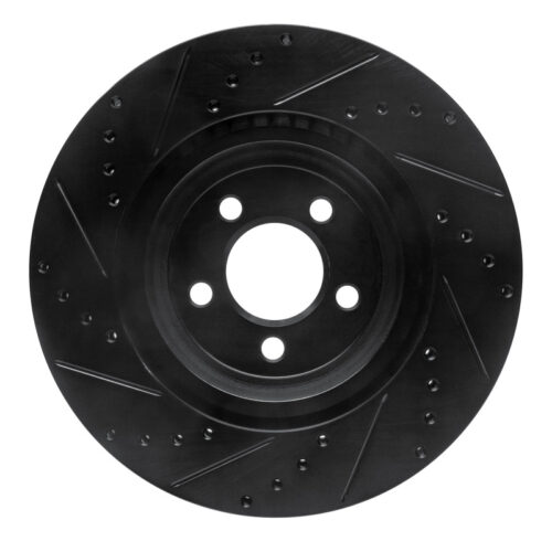 R1 Concepts for 09-23 Dodge Challenger Front Right Drilled & Slotted Black Brake Rotor - Image 5
