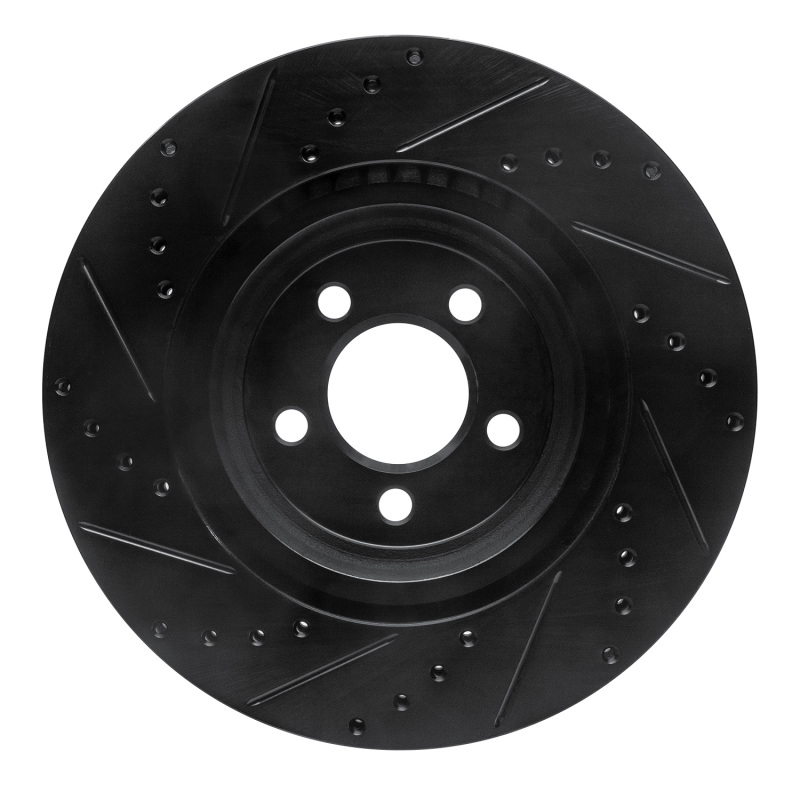 R1 Concepts for 09-23 Dodge Challenger Front Right Drilled & Slotted Black Brake Rotor - Image 5