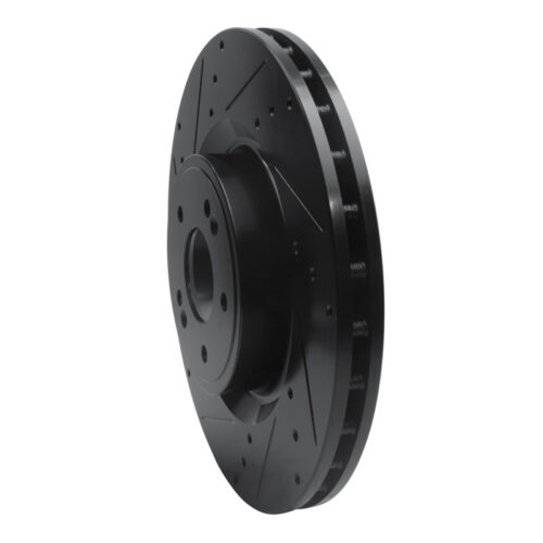 Alternative view of R1 18-22 Genesis G70 Front Left Drilled & Slotted Black Brake Rotor