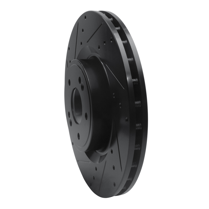 R1 18-22 Genesis G70 Front Left Drilled & Slotted Black Brake Rotor - Image 2
