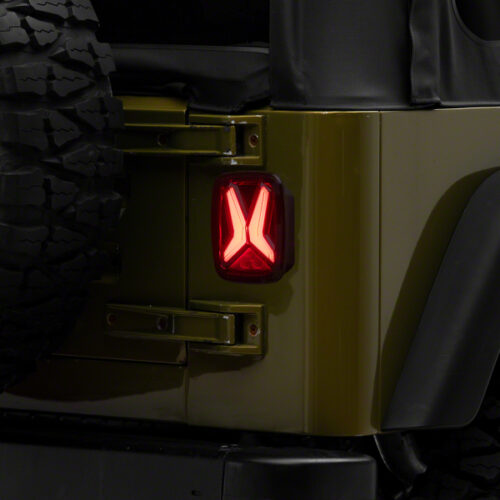 Raxiom for 1976-2006 Jeep CJ7 Wrangler YJ & TJ Gladiator LED Tail Lights- Black Housing (Smoked Lens)