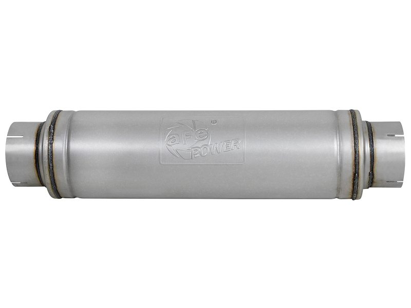 aFe Power ATLAS Aluminized Steel Muffler 5in Center/Center 24in L x 7in Diameter - Round Body - Image 3