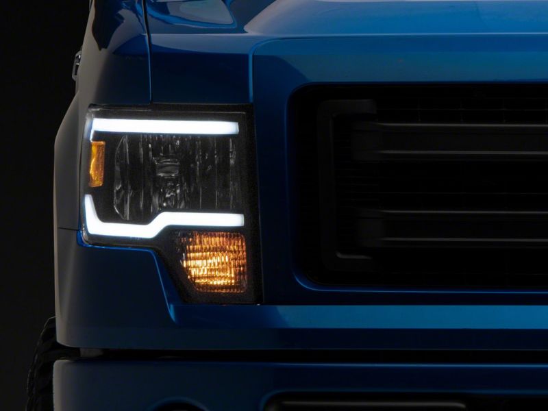 Raxiom for 2009-2014 Ford F-150 Axial Series Headlights w/ LED Bar- Black Housing (Clear Lens) - Image 2