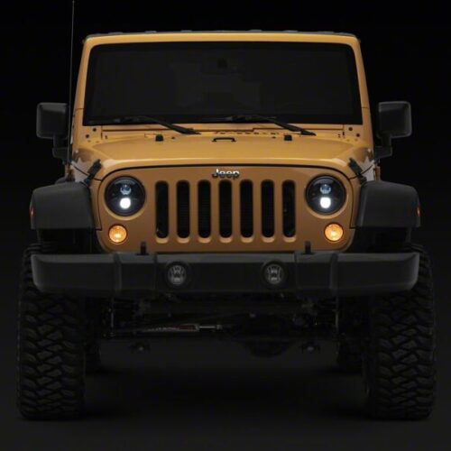 Raxiom for 2007-2018 Jeep Wrangler JK Axial Series DB1 LED Headlights- Black Housing- Clear Lens - Image 8