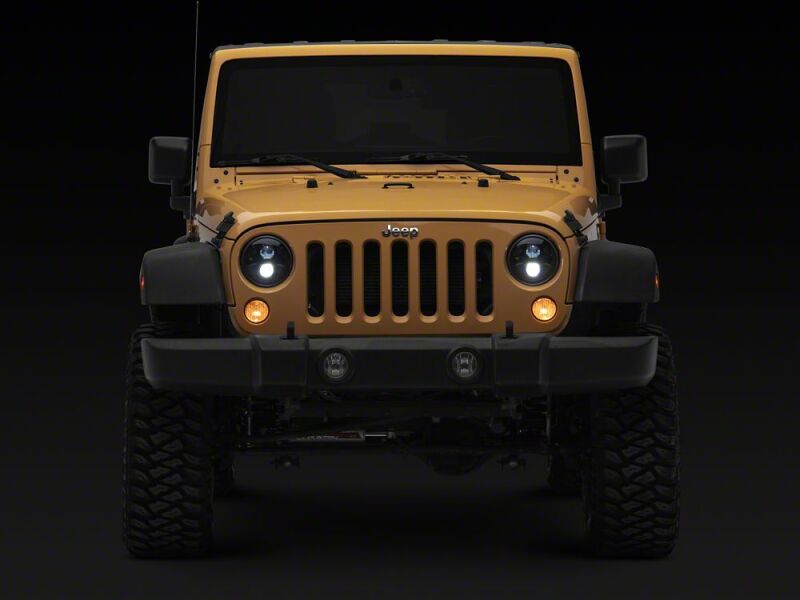 Raxiom for 2007-2018 Jeep Wrangler JK Axial Series DB1 LED Headlights- Black Housing- Clear Lens - Image 8