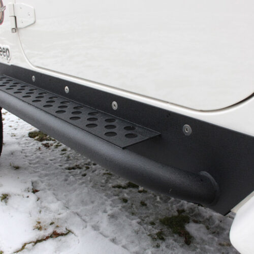 Alternative view of Fishbone Offroad 97-06 Jeep Wrangler TJ Steel Rock Slider - Black Textured Powdercoat