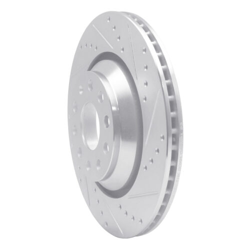 Alternative view of R1 Concepts for 06-25 Audi Q3 Rear Right Drilled & Slotted Silver Brake Rotor