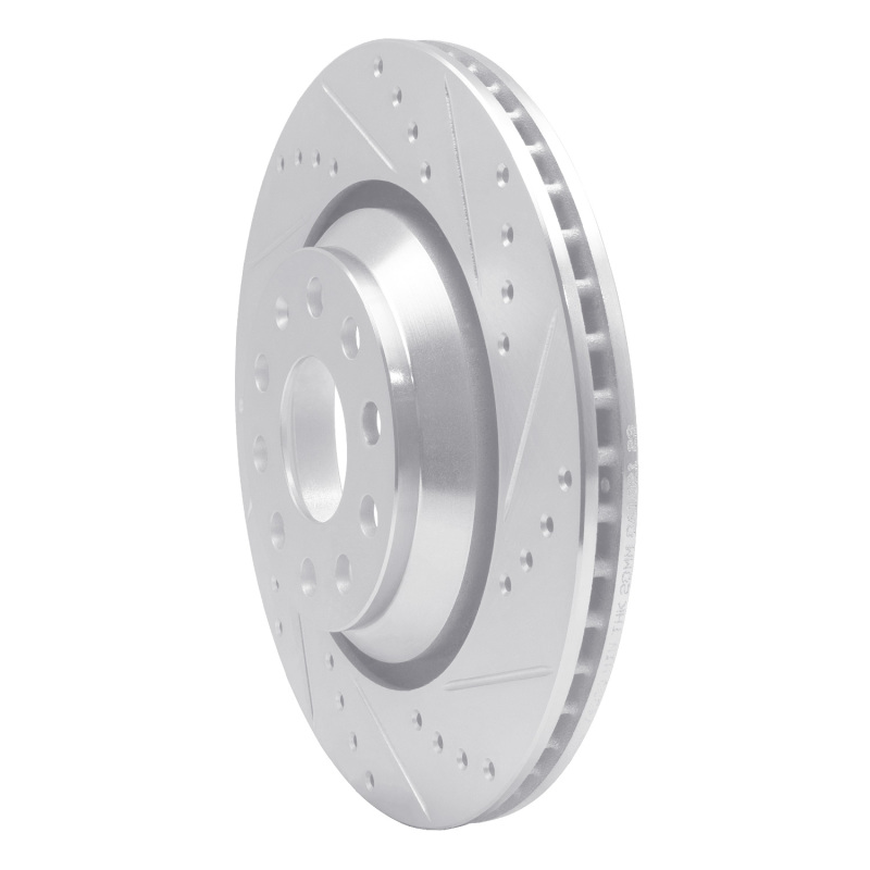 R1 Concepts for 06-25 Audi Q3 Rear Right Drilled & Slotted Silver Brake Rotor - Image 2