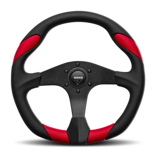 Momo RET36BK2S Retro Steering Wheel 360 mm - 4 Black Leather/Wht Stitch/Brushed Spokes