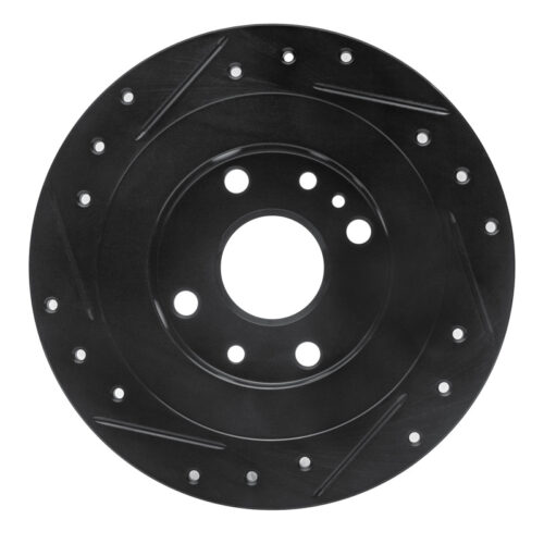 R1 Concepts for 1990-2003 Ford Escort Rear Right Drilled & Slotted Black Brake Rotor - Image 5