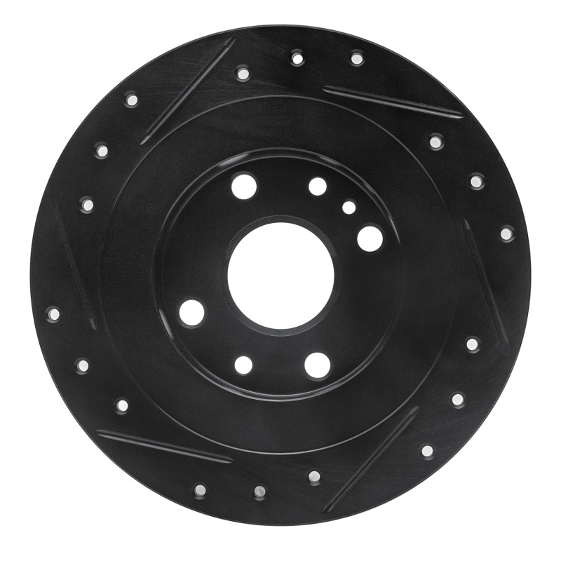 R1 Concepts for 1990-2003 Ford Escort Rear Right Drilled & Slotted Black Brake Rotor - Image 5