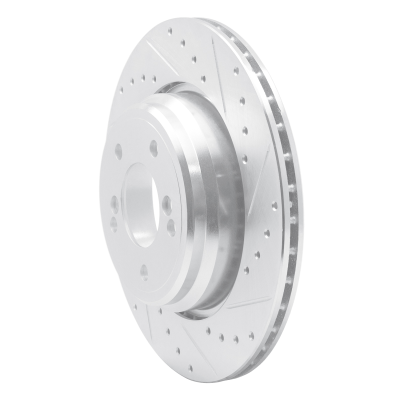 R1 Concepts for 00-06 BMW M5 Rear Right Drilled & Slotted Silver Brake Rotor - Image 2