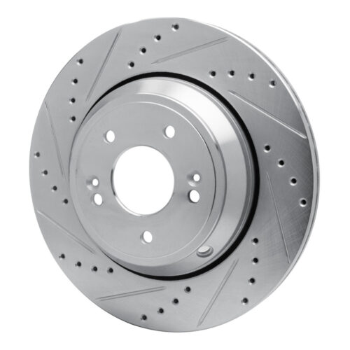 Alternative view of R1 Concepts for 18-23 Genesis G80 Rear Left Drilled & Slotted Silver Brake Rotor