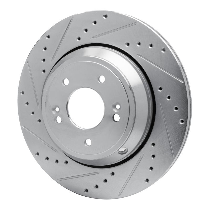 R1 Concepts for 18-23 Genesis G80 Rear Left Drilled & Slotted Silver Brake Rotor - Image 2