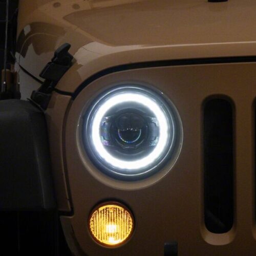 Alternative view of Raxiom for 2007-2018 Jeep Wrangler JK 7-Inch V2 Dragon Eye LED Headlights- Black Housing- Clear Lens