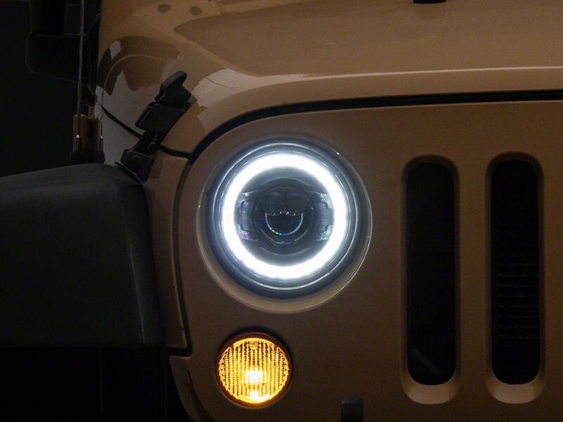 Raxiom for 2007-2018 Jeep Wrangler JK 7-Inch V2 Dragon Eye LED Headlights- Black Housing- Clear Lens - Image 2