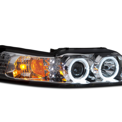 Alternative view of Raxiom for 1999-2004 Ford Mustang Dual LED Halo Projector Headlights- Chrome Housing (Clear Lens)