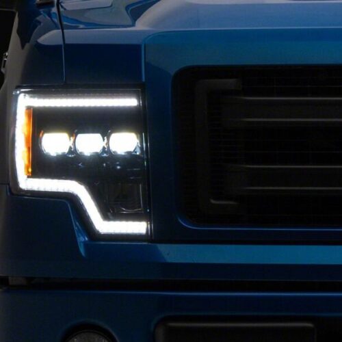 Raxiom for 2009-2014 Ford F-150 CXR Series LED Projector Headlights- Black Housing- Clear Lens