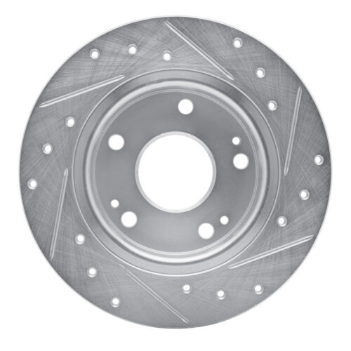 R1 Concepts for 16-25 Honda Civic Hatchback Rear Left Drilled & Slotted Silver Brake Rotor - Image 5