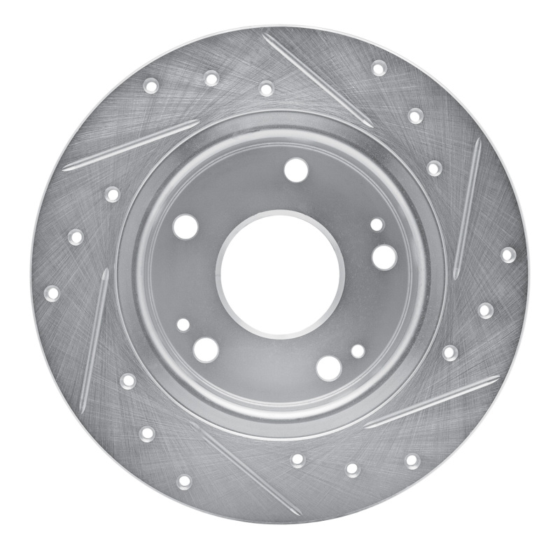 R1 Concepts for 16-25 Honda Civic Hatchback Rear Left Drilled & Slotted Silver Brake Rotor - Image 5