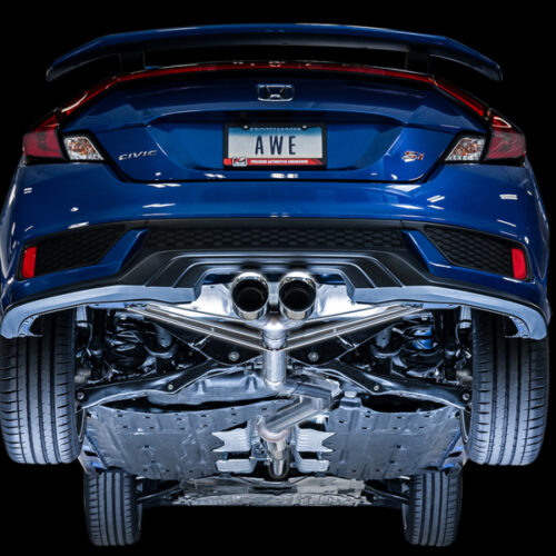 AWE Tuning Track Edition Exhaust w/Front Pipe & Dual Chrome Silver Tips for 2016+ Honda Civic Si - Image 8