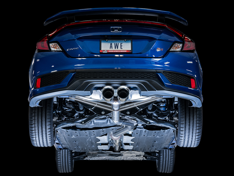 AWE Tuning Track Edition Exhaust w/Front Pipe & Dual Chrome Silver Tips for 2016+ Honda Civic Si - Image 8