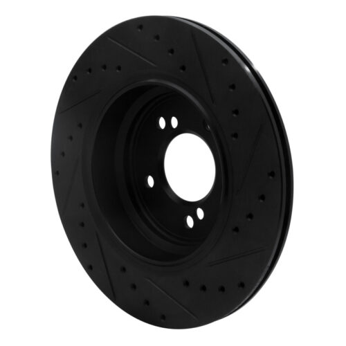 R1 Concepts for 00-06 BMW M5 Rear Left Drilled & Slotted Black Brake Rotor - Image 4