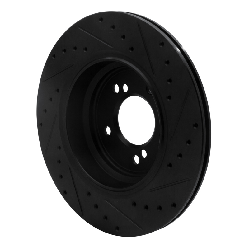 R1 Concepts for 00-06 BMW M5 Rear Left Drilled & Slotted Black Brake Rotor - Image 4