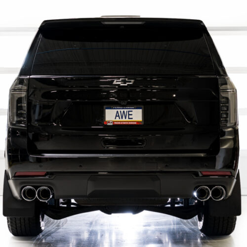 AWE Tuning 2021+ GMC Suburban/Yukon XL 5.3L 0FG Split Rear Exit Catback - Quad Chrome Silver Tips - Image 8