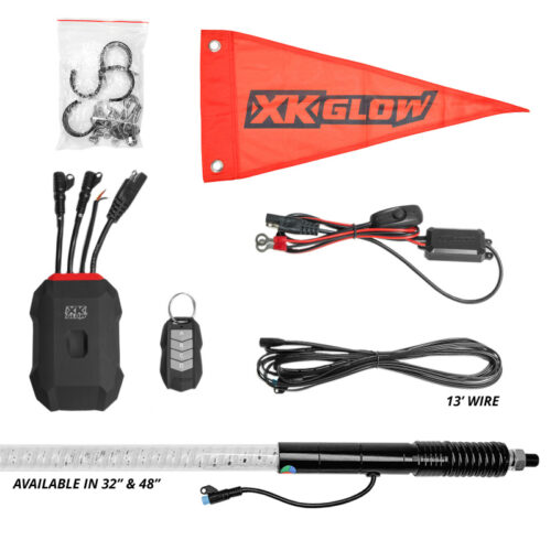 XK Glow 2x 48 XKmax RGBW Advanced App Control LED Whip Light Kit for 4x4 Offroad UTV ATV