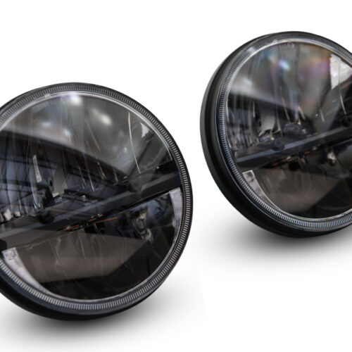 Raxiom for 1997-2018 Jeep Wrangler TJ/JK Axial Series LED Headlights- Black Housing (Clear Lens) - Image 4