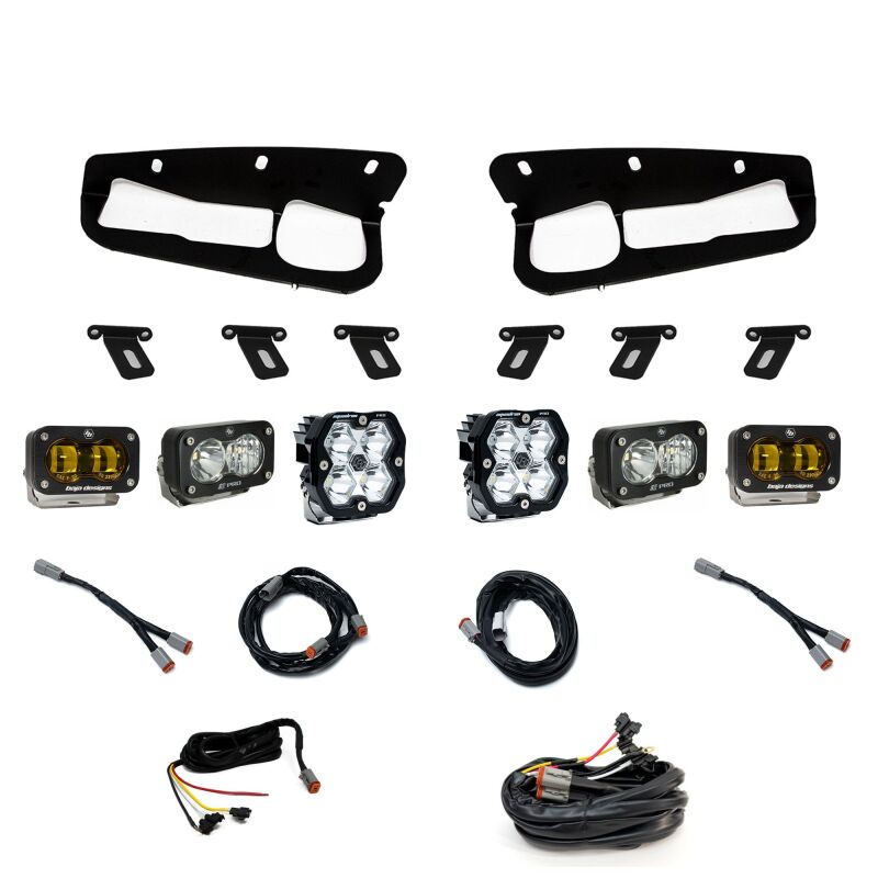 Baja Designs for 21-25 Ford Bronco Squadron 2.0 Pro (Spot) & S2 Pro D/C / S2 SAE Ambr FPK ST Bmpr w/UP