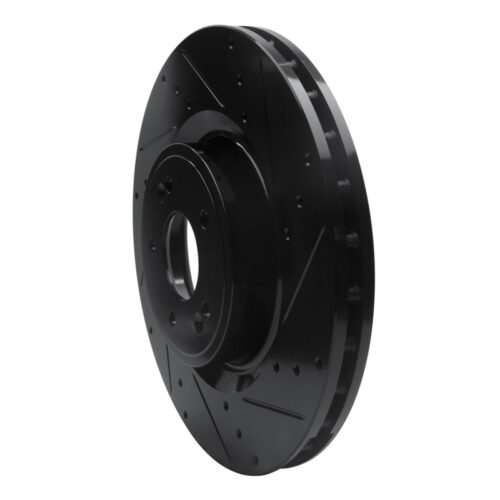Alternative view of R1 18-22 Genesis G70 Front Right Drilled & Slotted Black Brake Rotor