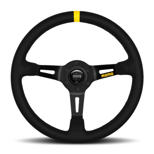 Momo R1908/35S MOD08 Steering Wheel 350 mm - Black Suede/Black Spokes/1 Stripe