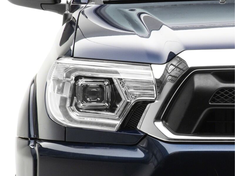 Raxiom for 2012-2015 Toyota Tacoma Axial Series Switchback Projector Headlights- Chrome- Clear Lens