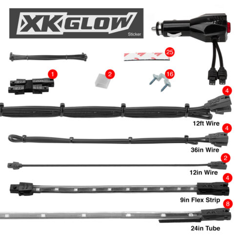 XK Glow Single Color XKGLOW UnderglowLED Accent Light Car/Truck Kit Blue - 8x24In Tube + 4x8In Strip - Image 3