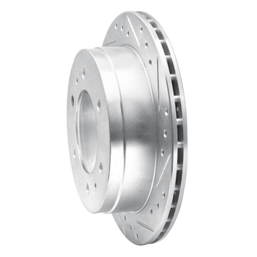 Alternative view of R1 Concepts for 88-95 Nissan Pathfinder Rear Right Drilled & Slotted Silver Brake Rotor