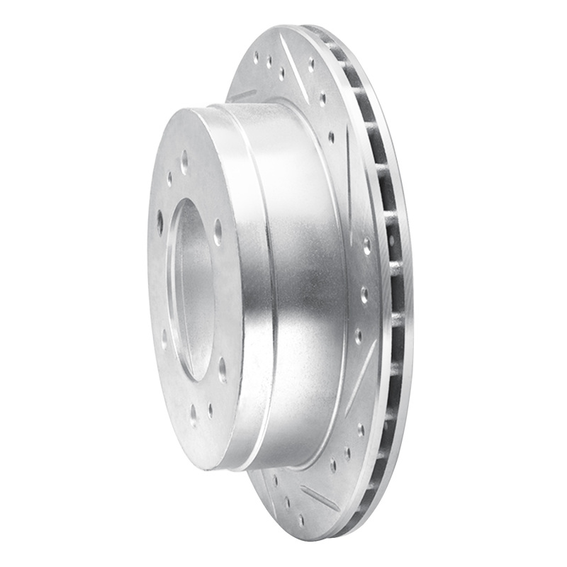 R1 Concepts for 88-95 Nissan Pathfinder Rear Right Drilled & Slotted Silver Brake Rotor - Image 2