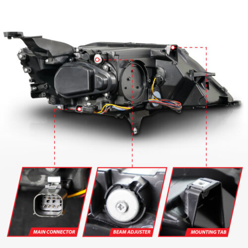 ANZO 14-20 Chevrolet Impala Square Projector LED Bar Headlights w/ Black Housing - Image 5